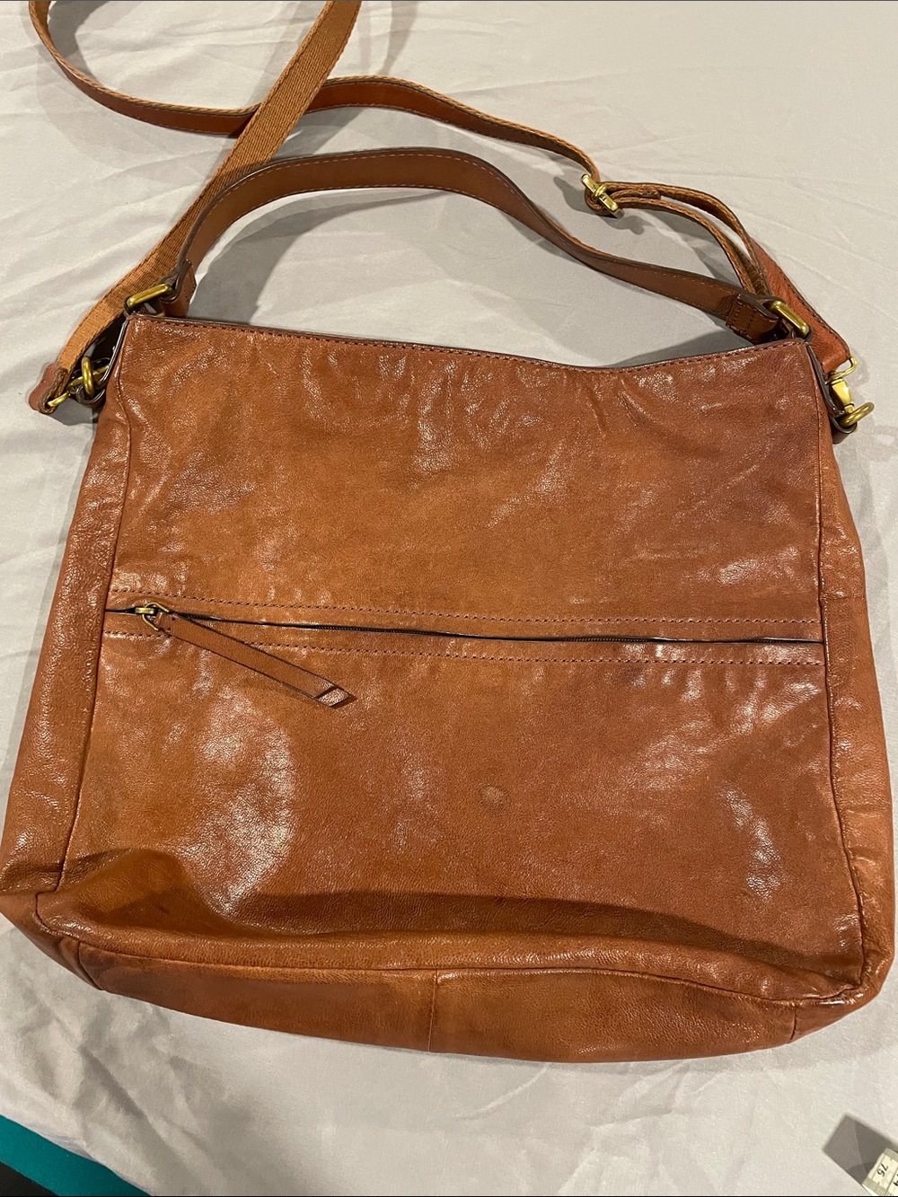 Fossil Leather Shoulder Bag in Saddle Brown